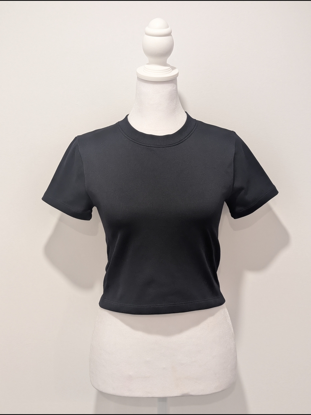 Dynamite Black Short Sleeve Crewneck Ribbed Crop Top